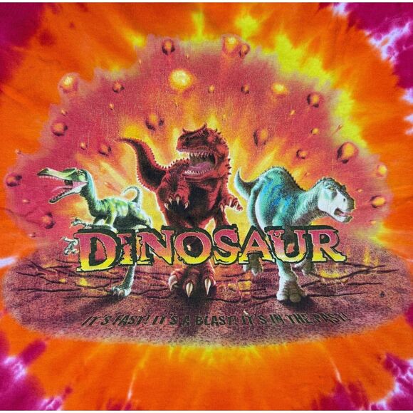 VTG Disney World Animal Kingdom Dinosaur Ride Tie Dye T-Shirt - Youth M - Picture 3 of 7